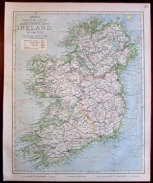 Ireland Eire lighthouses located 1883 Lett's detailed SDUK old map