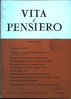 Imagen del vendedor de L'Universita e la programmazione scolastica Vita e Pensiero, Anno XLVI - N.1 a la venta por books4less (Versandantiquariat Petra Gros GmbH & Co. KG)