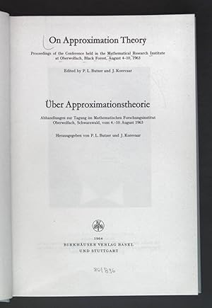 Seller image for On Approximation Theory. International Series of Numerical Mathematics: Volume 5 for sale by books4less (Versandantiquariat Petra Gros GmbH & Co. KG)