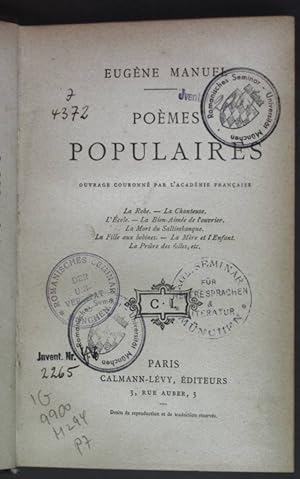 Bild des Verkufers fr Pomes Populaires. zum Verkauf von books4less (Versandantiquariat Petra Gros GmbH & Co. KG)