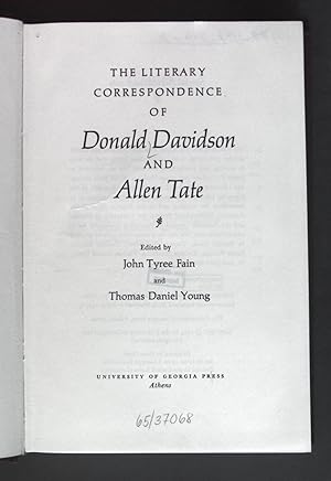 Bild des Verkufers fr The Literary Correspondence of Donald Davidson and Allen Tate. zum Verkauf von books4less (Versandantiquariat Petra Gros GmbH & Co. KG)