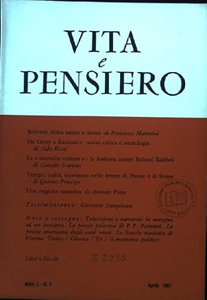 Bild des Verkufers fr Scrittura critica antica a nuova Vita e Pensiero, Anno L, N.4 zum Verkauf von books4less (Versandantiquariat Petra Gros GmbH & Co. KG)