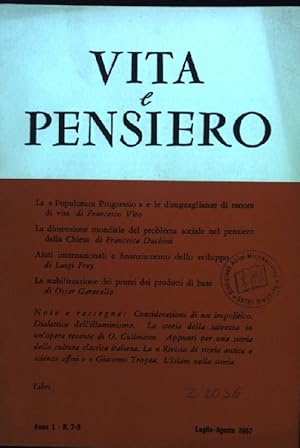 Seller image for La "Populorum Progressio" e le disuguaglianze di tenore di vita Vita e Pensiero, Anno L, N.7-8 for sale by books4less (Versandantiquariat Petra Gros GmbH & Co. KG)