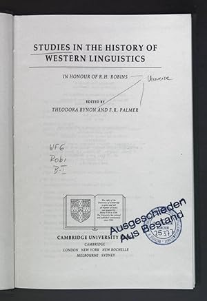 Imagen del vendedor de Studies in the History of Western Linguistics. a la venta por books4less (Versandantiquariat Petra Gros GmbH & Co. KG)