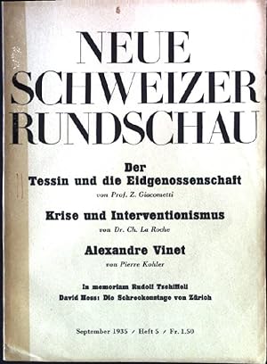 Seller image for Der Tessin und die Eidgenossenschaft: in -Neue Schweizer Rundschau, Heft 5 for sale by books4less (Versandantiquariat Petra Gros GmbH & Co. KG)