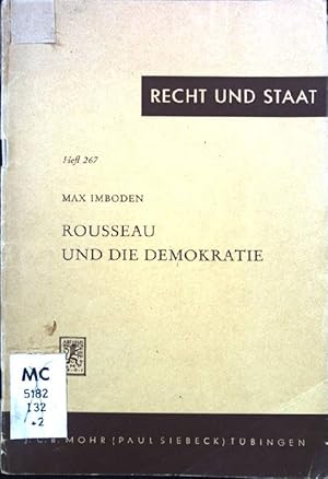 Imagen del vendedor de Rousseau und die Demokratie Recht und Staat, Heft 267 a la venta por books4less (Versandantiquariat Petra Gros GmbH & Co. KG)