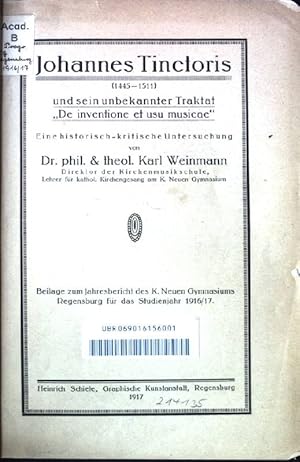 Bild des Verkufers fr Johannes Tinctoris und sein unbekannter Traktat "De inventione et usu musicae" zum Verkauf von books4less (Versandantiquariat Petra Gros GmbH & Co. KG)