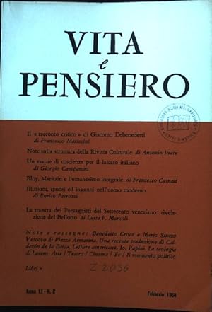 Bild des Verkufers fr Il "racconto critico" di Giacomo Debenedetti Vita e Pensiero, Anno LI, N.2 zum Verkauf von books4less (Versandantiquariat Petra Gros GmbH & Co. KG)