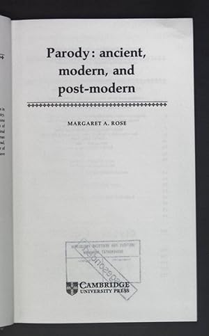 Seller image for Parody: Ancient, Modern and Post-modern. Literature, Culture, Theory, Band 5 for sale by books4less (Versandantiquariat Petra Gros GmbH & Co. KG)