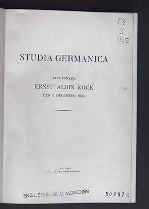 Bild des Verkufers fr Studia Germanica. zum Verkauf von books4less (Versandantiquariat Petra Gros GmbH & Co. KG)