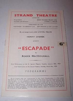 Henry Sherek presents ESCAPADE by Roger MacDougall [Theatre Programme]