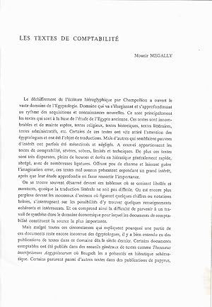 Bild des Verkufers fr Les textes de comptabilit. (Textes et langages de l'gypte pharaonique). zum Verkauf von Librarium of The Hague