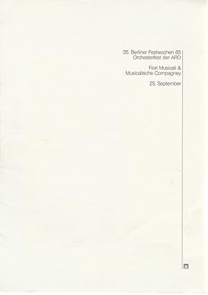 Bild des Verkufers fr Programmheft Orchesterfest der ARD. Fiori Musicali & Musicalische Compagney 25. September 35. Berliner Festwochen 1985 zum Verkauf von Programmhefte24 Schauspiel und Musiktheater der letzten 150 Jahre