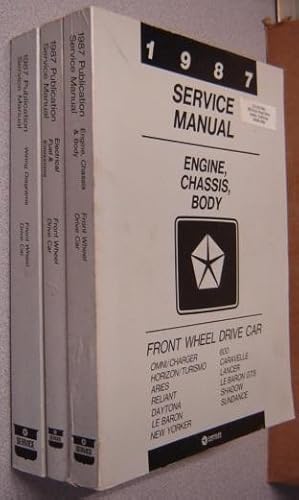 1987 Chrysler Front Wheel Drive Car Service Manual, 3 Volume Set: Engine, Chassis & Body, Electri...
