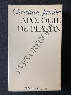 Image du vendeur pour APOLOGIE DE PLATON Essais de mtaphysique mis en vente par Yves Grgoire