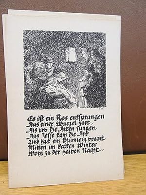 9 lose Kartonblätter mit Gedichten bzw. Liedern deutscher Dichter und schwarz-weißen Illustration...