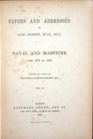 Bild des Verkufers fr Papers and Addresses . Naval and Maritime from 1872 [1871] to 1893 zum Verkauf von Chesil Books