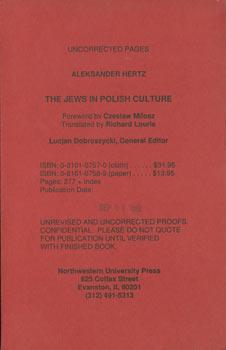Bild des Verkufers fr The Jews In Polish Culture. Uncorrected Proof. zum Verkauf von Wittenborn Art Books