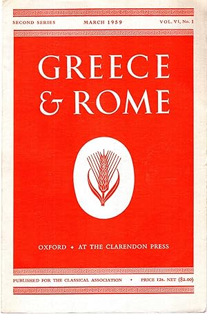Seller image for Greece & Rome : second series, vol vi, No 1, March 1959 for sale by Pendleburys - the bookshop in the hills
