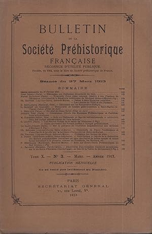Seller image for Bulletin de la Socit Prhistorique Franaise reconnue d'utilit publique. - Sance du 27 Mars 1913. - Tome X. - N 3 - Mars 1913. for sale by PRISCA