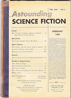 Bild des Verkufers fr Astounding Science Fiction, February 1959 (Volume 62, Number 6) zum Verkauf von Books of the World