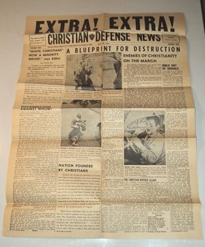 RARE 1964 WHITE SUPREMACIST "CHRISTIAN DEFENSE NEWS" RACIST & ANTI-SEMITIC BROADSIDE on Newspaper...