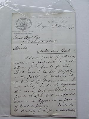 Bild des Verkufers fr holograph letter on A & J Inglis headed paper zum Verkauf von McLaren Books Ltd., ABA(associate), PBFA