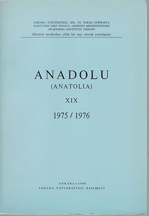 Seller image for Anadolu (Anatolia) XIX, 1975/1976. for sale by Fundus-Online GbR Borkert Schwarz Zerfa