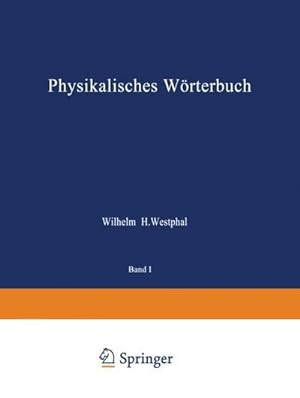 Bild des Verkufers fr Physikalisches Wrterbuch, 3 Tle. : Zwei Teile in Einem Band zum Verkauf von AHA-BUCH