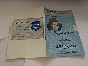 Seller image for Peter Saunders Presents Margaret Lockwood in Agatha Christie's SPIDER'S WEB Directed By Wallace Douglas at The Savoy Theatre, The Strand, London. 1955 Theatre Programme for sale by SAVERY BOOKS