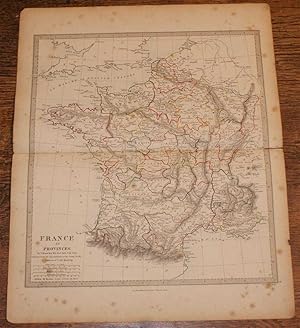 Bild des Verkufers fr Map of France in Provinces - disbound sheet from 1857 "University Atlas" zum Verkauf von Bailgate Books Ltd