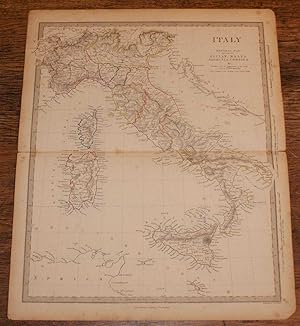Map of Italy including Sicily, Malta, Sardinia, Corsica etc. - disbound sheet from 1857 "Universi...