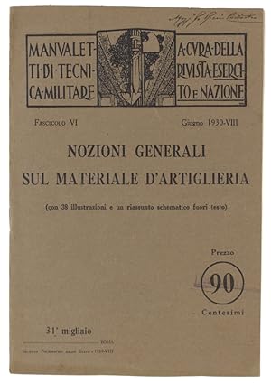 NOZIONI GENERALI SUL MATERIALE D'ARTIGLIERIA.: