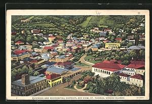 Postcard St. Thomas, Business and Residential District, air view