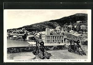 Postcard Charlotte Amalie, Cooperative Building from Fort Christian