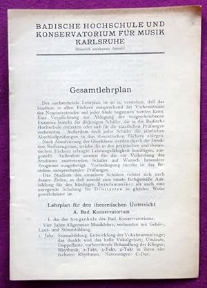 Badische Hochschule und Konservatorium für Musik Karlsruhe (Staatlich anerkannte Anstalt) (Gesamt...