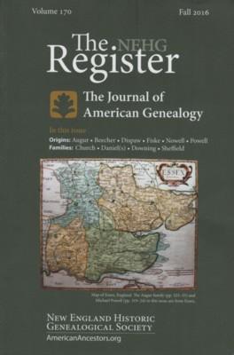 The NEHG Register, The Journal of American Genealogy, Volume 170, Fall 2016, Number 680