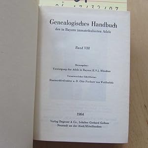 Image du vendeur pour Genealogisches Handbuch des in Bayern immatrikulierten Adels - Band VIII mis en vente par Bookstore-Online