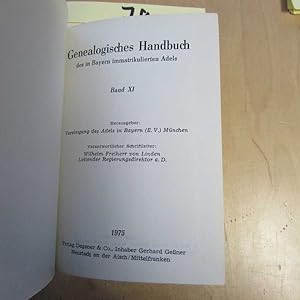 Bild des Verkufers fr Genealogisches Handbuch des in Bayern immatrikulierten Adels - Band XI zum Verkauf von Bookstore-Online