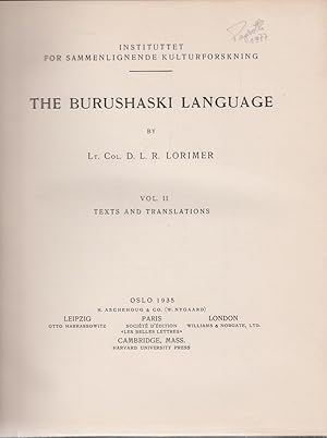 Immagine del venditore per The Burushaski Language. Vol. II: Texts and Translations. venduto da Allguer Online Antiquariat