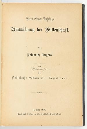 Image du vendeur pour Herrn Eugen Dhring's Umwlzung der Wissenschaft. Von Friedrich Engels. [I. Philosophie.] II. Politische Oekonomie. Sozialismus. mis en vente par Antiquariat INLIBRIS Gilhofer Nfg. GmbH