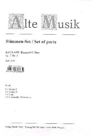Bild des Verkufers fr Konzert C-Dur op.7,3fr Flte (Oboe, Violine), Streicher und Bc : Streicherset (3-3-2-3) zum Verkauf von AHA-BUCH GmbH