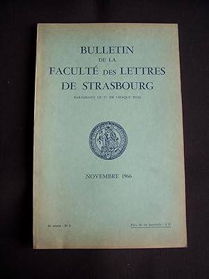 Bulletin de la faculté des lettres de Strasbourg - N°2 Novembre 1966