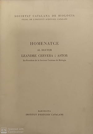 Imagen del vendedor de Homenatge al Doctor Leandre Cervera i Astor a la venta por Llibres Capra