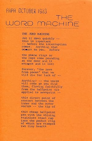 GAFIA Poetry Leaflet #12 (The Word Machine) (October 1983)