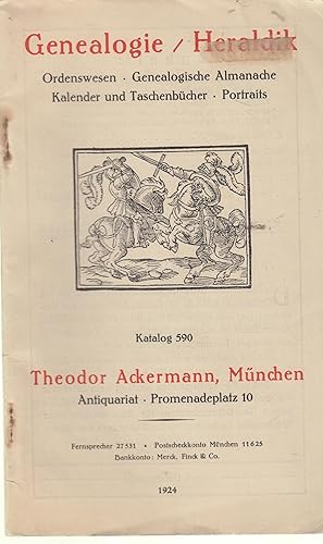 Image du vendeur pour Genealogie/Heraldik. Ordenswesen; Genealogische Amlmanche Kalendar un taschenbcher; Porttraits.Katalog 590. mis en vente par PRISCA