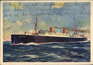 Künstler Ansichtskarte / Postkarte Schnelldampfer Columbus, Dampfschiff, Norddeutscher Lloyd Bremen