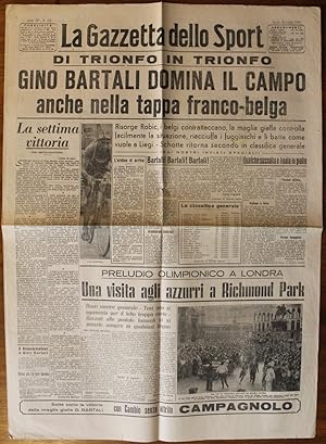 Gazzetta dello Sport. Anno 52° N. 172, 21 Luglio 1948. "Di trionfo in trionfo. Gino Bartali domin...