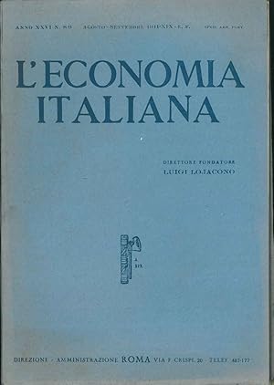 L' Economia italiana. Anno XXVI n° 8-9.