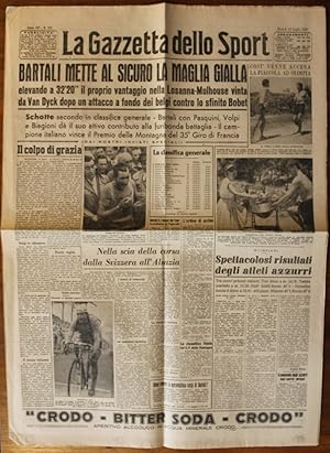 La Gazzetta dello Sport. Anno 52° N. 172, 20 Luglio 1948. " Bartali mette al sicuro la maglia gia...